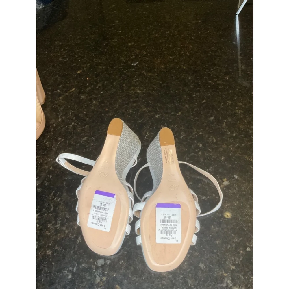 AGL Dora Ankle Strap Wedge Sandal in white 40.5 EU 10.5 US